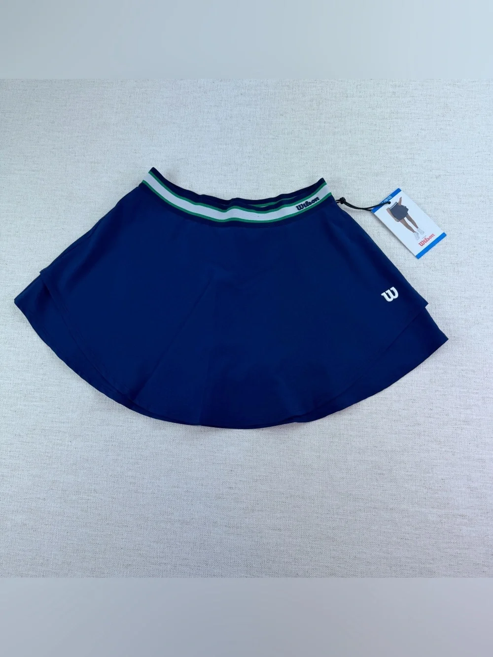 Wilson New girl's size L Skater Tennis Skort with striped waistband navy blue